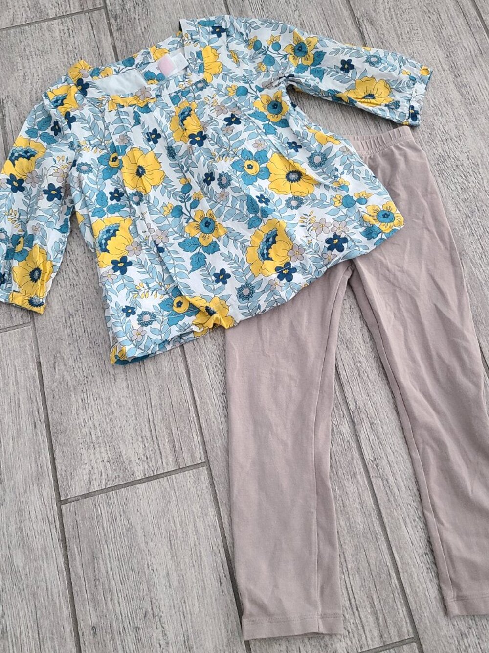 Janie and Jack Girls Fall Floral Tunic Top & Leggings Set Blue Yellow Girls 4T